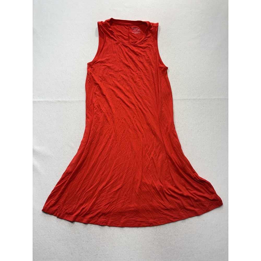 Time And Tru Tank Dress Womens Medium Red Crew Neck Sleeveless Stretch Jersey